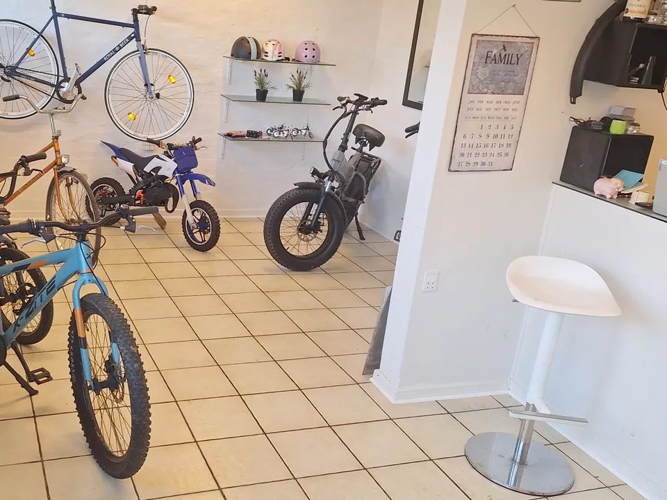 El-cykel med brede dæk og minicrosser i MT Bike